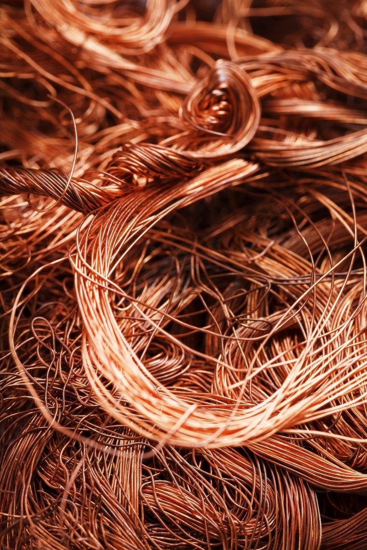 Recovered copper material prepared for recycling